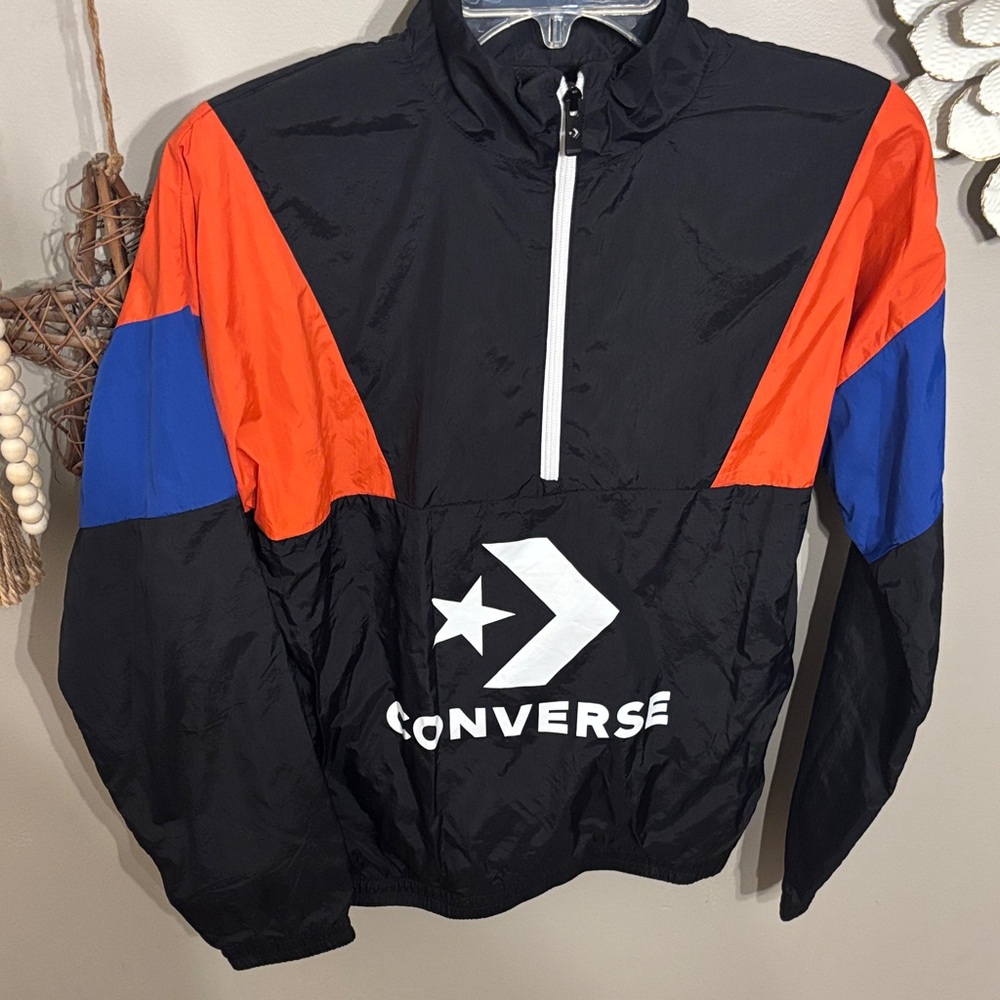 Converse Black and Red Windbreaker with Blue Accents